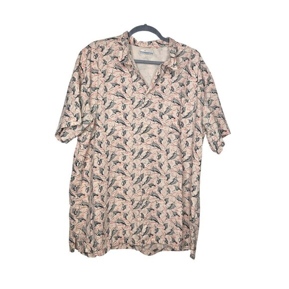 Columbia Shirt Mens XXL 2XL White Geometric PFG Fish Fishing Button Up Collared - Picture 4 of 16